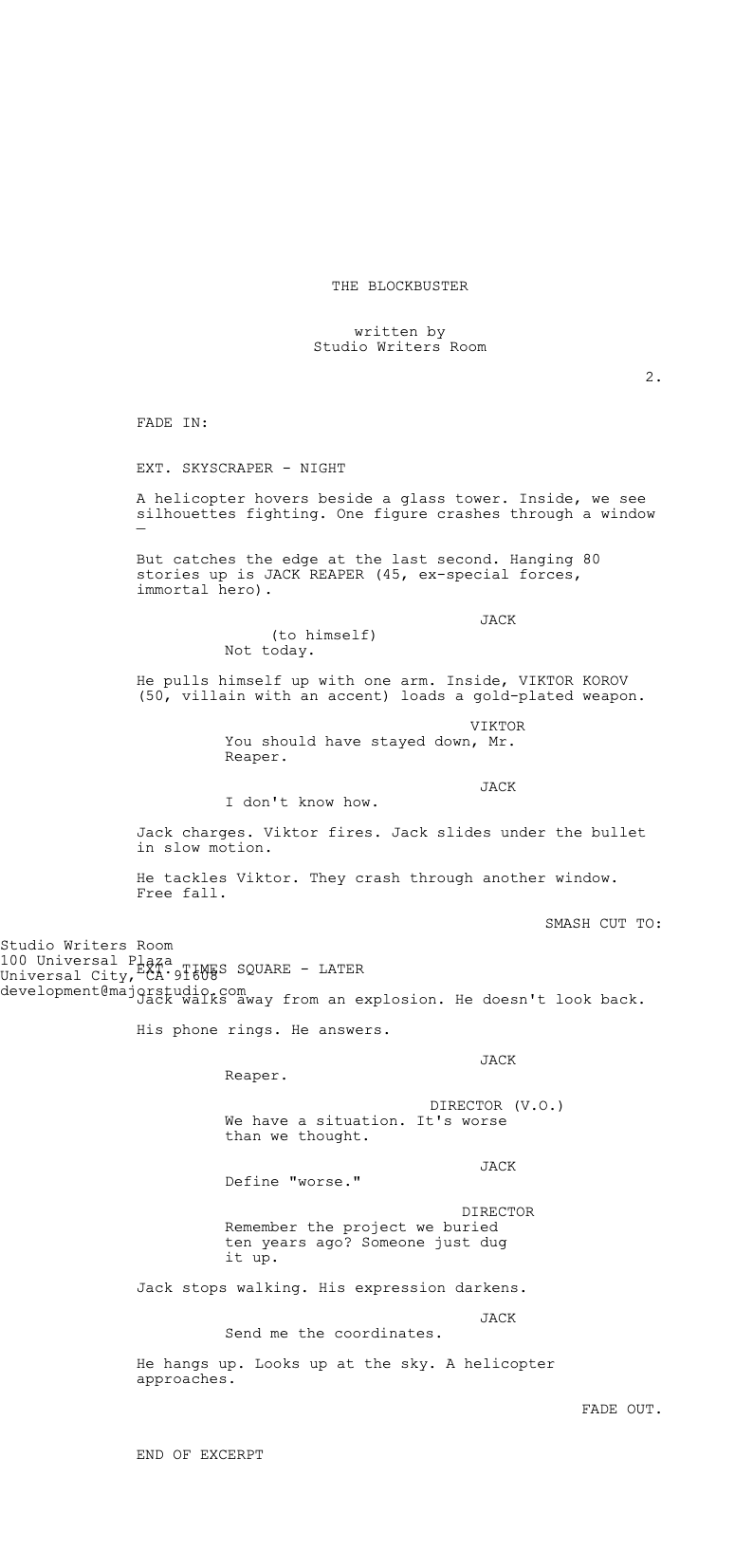 Studio production screenplay